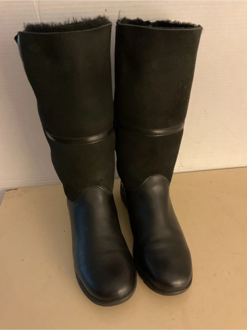 La CANADIENNE Black Suede & Leather Mid-Calf waterproof Kosmo Boots US 8